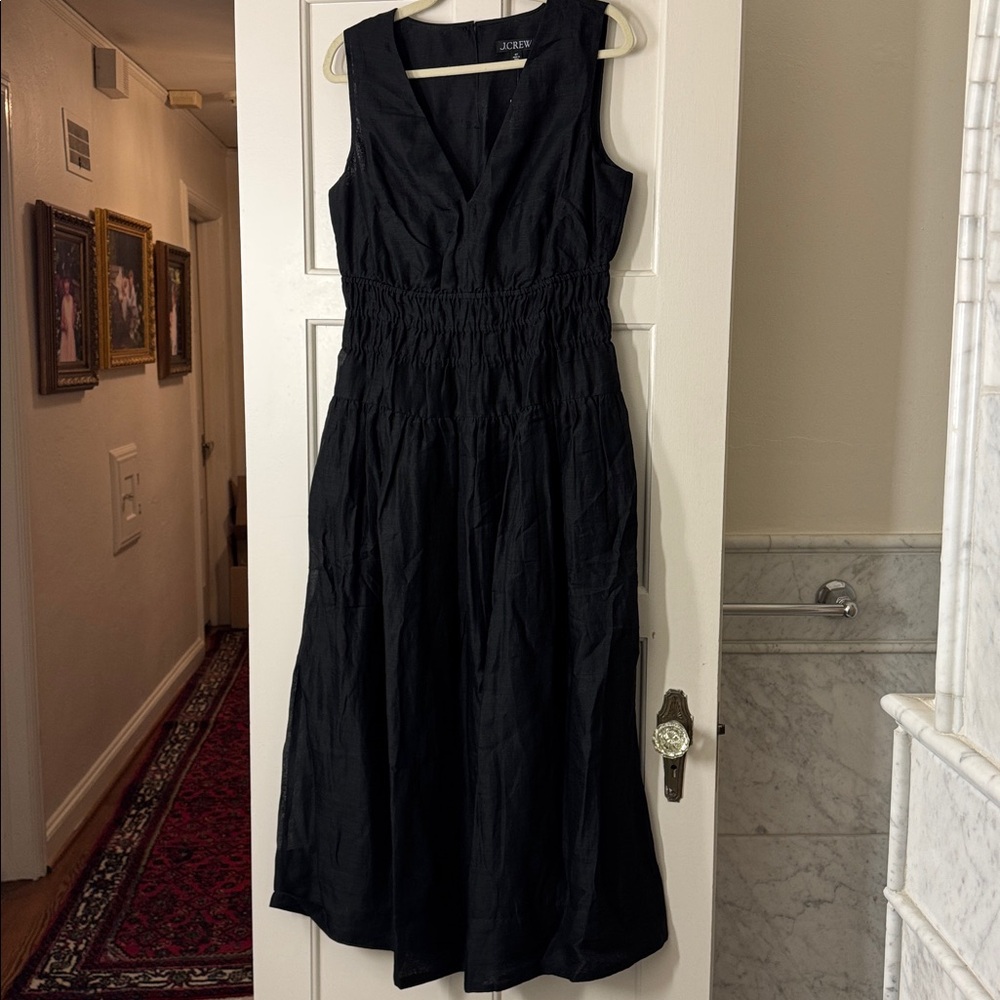 J.Crew Tall Hyacinth V-neck dress in ramie CJ398 - Picture 8 of 11
